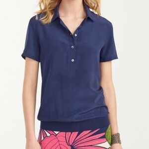 Tommy Bahama Navy Silk June Polo Size Small